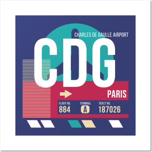 Paris (CDG) Airport Code Baggage Tag E Posters and Art